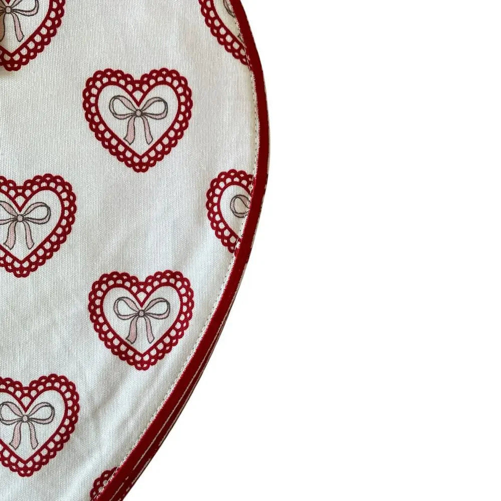 Reversible Heart Shaped Bow Valentine Placemats 15in Cotton Set of 4 XO Love NEW